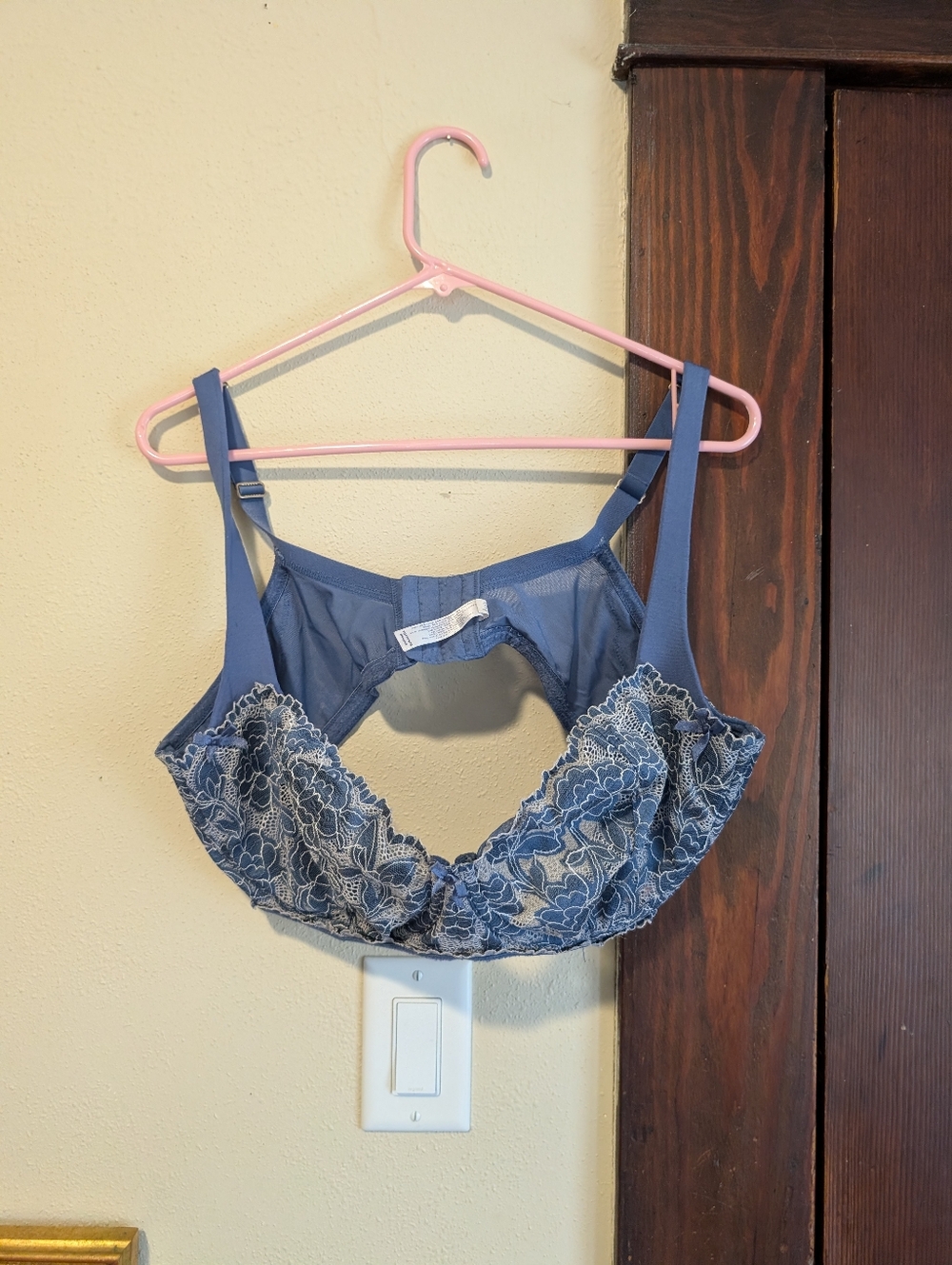 Cacique Unlined Balconette‎ In Cornflower Blue With White Lace Detailing
